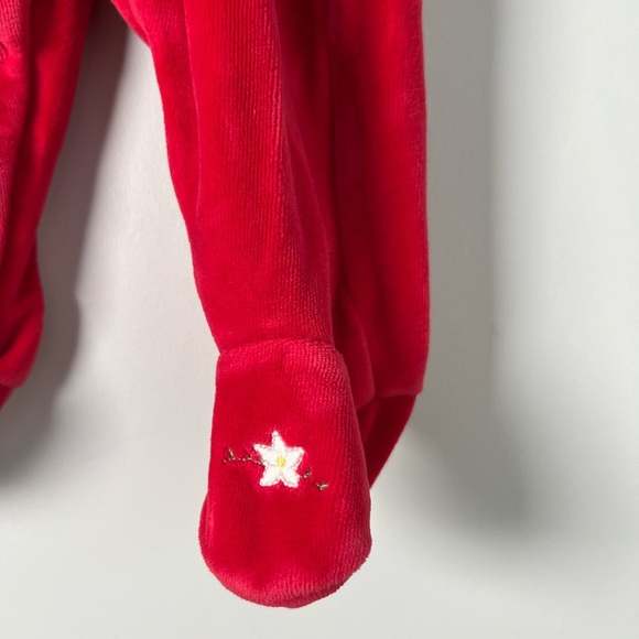 First Impressions Footed Sleeper Red Lace Smocking Y2K Girls 3-6M Baby - Picture 4 of 8